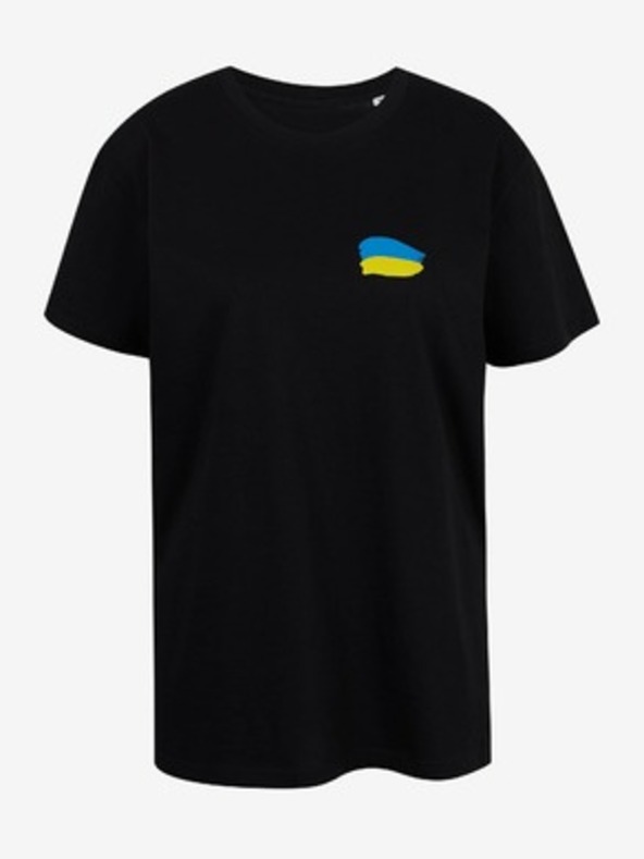 DOBRO Crna ženska oversize majica No need for words iz DOBRO kolekcije. za Ukrajinu