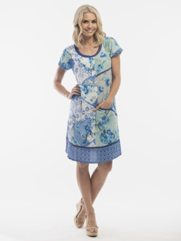 Orientique Plava ženska cvjetna haljina s primjesom Orientique lana