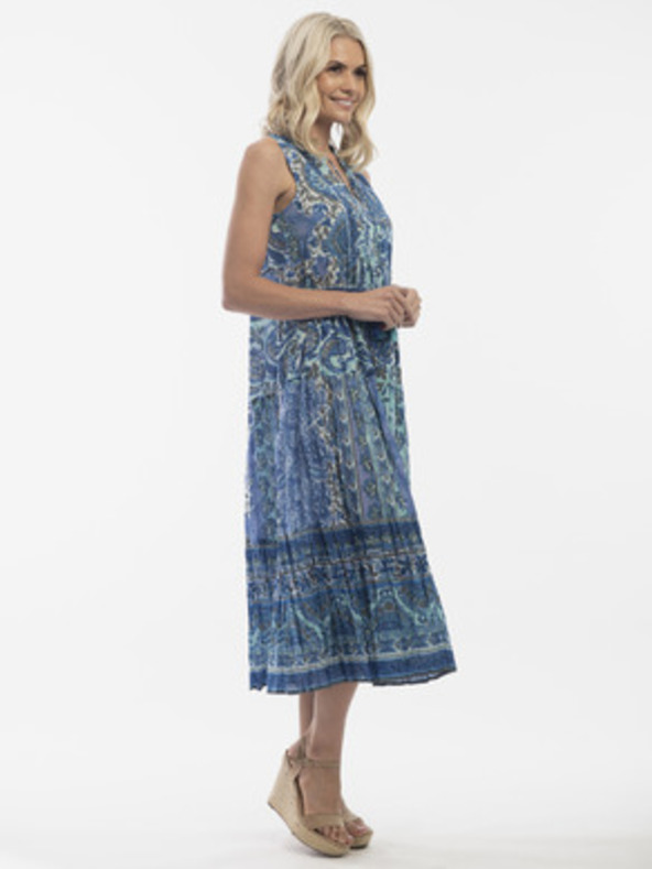 Orientique Plava ženska uzorastana midi haljina
