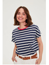 Moodo Prugasta tamno plava pamučna majica Moodo