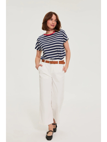 Moodo Prugasta tamno plava pamučna majica Moodo