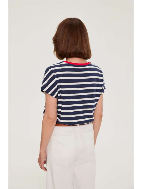Moodo Prugasta tamno plava pamučna majica Moodo