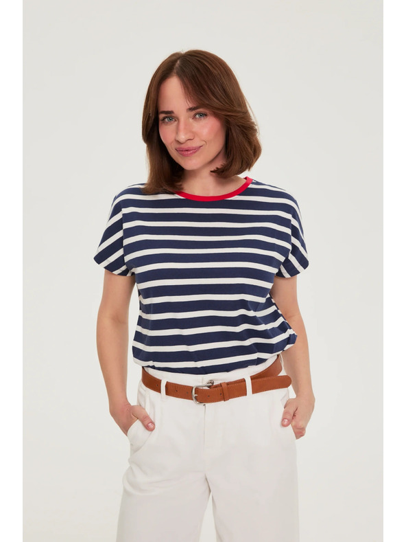 Moodo Prugasta tamno plava pamučna majica Moodo