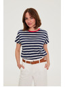 Moodo Prugasta tamno plava pamučna majica Moodo