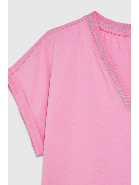 Moodo Pamučna majica s V izrezom ružičaste Moodo