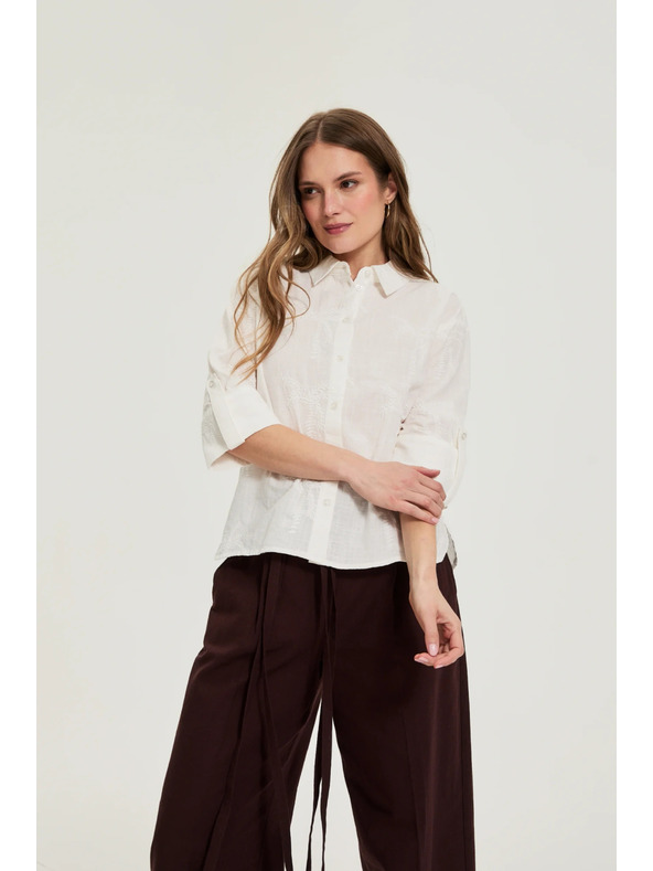 Moodo Pamučna košulja sa rukavima 3/4 bijela Moodo