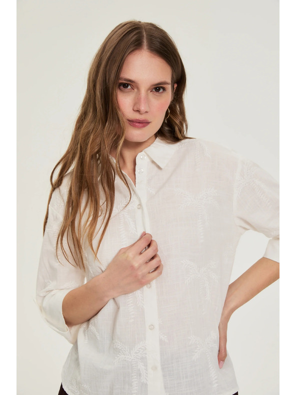 Moodo Pamučna košulja sa rukavima 3/4 bijela Moodo