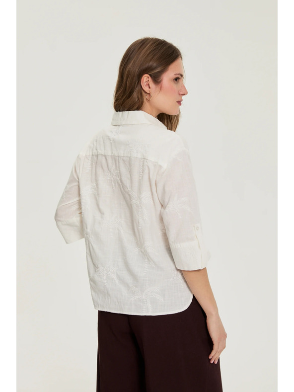 Moodo Pamučna košulja sa rukavima 3/4 bijela Moodo