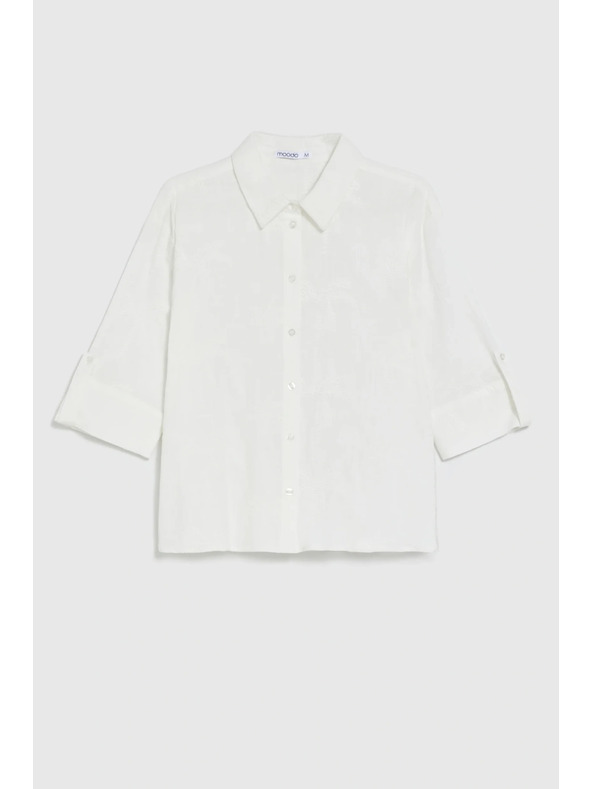 Moodo Pamučna košulja sa rukavima 3/4 bijela Moodo