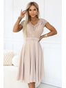 numoco LINDA Šifon prozračne haljine s čipkanim izrezom - bež
