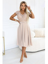 numoco LINDA Šifon prozračne haljine s čipkanim izrezom - bež