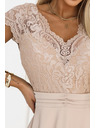 numoco LINDA Šifon prozračne haljine s čipkanim izrezom - bež