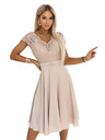 numoco LINDA Šifon prozračne haljine s čipkanim izrezom - bež