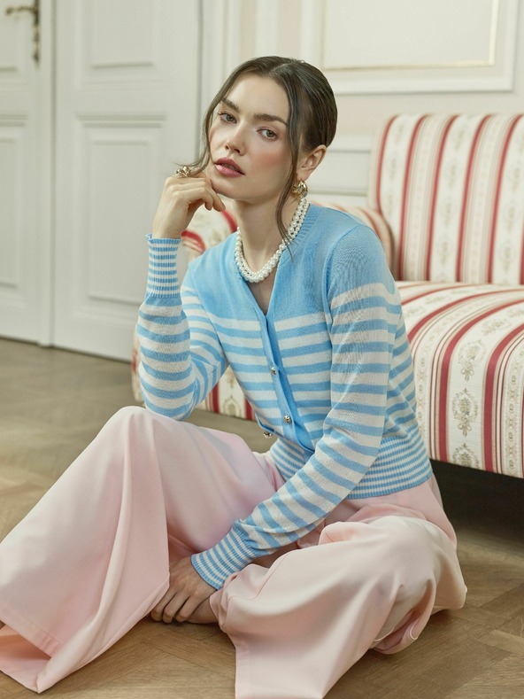 Orsay Svijetloplavi prugasti ženski kardigan ORSAY