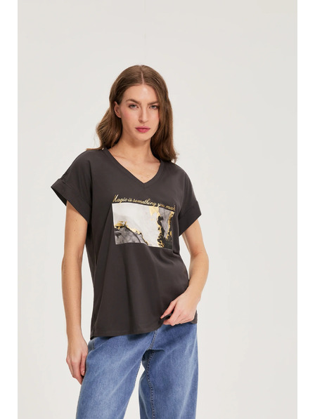 Moodo Pamučna bluza s printom siva Moodo