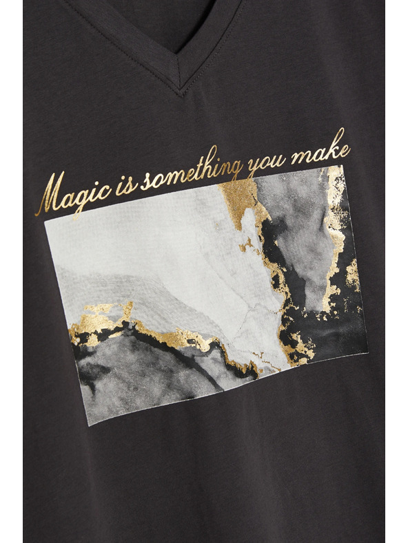 Moodo Pamučna bluza s printom siva Moodo