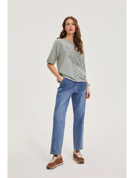 Moodo Pamučna bluza s perlama maslinasta Moodo