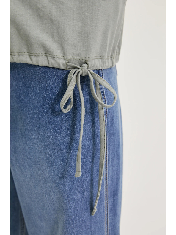 Moodo Pamučna bluza s perlama maslinasta Moodo