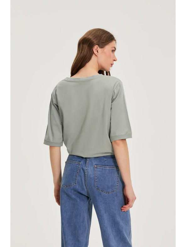 Moodo Pamučna bluza s perlama maslinasta Moodo