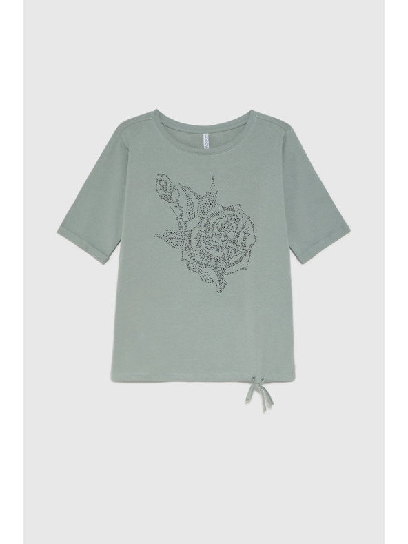 Moodo Pamučna bluza s perlama maslinasta Moodo