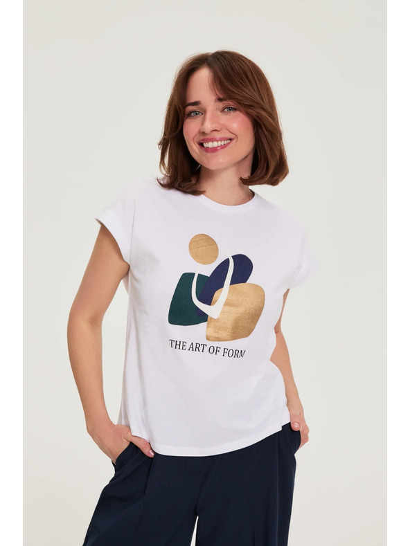 Moodo Pamučna bluza s printom bijela Moodo