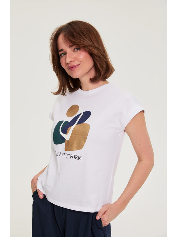 Moodo Pamučna bluza s printom bijela Moodo