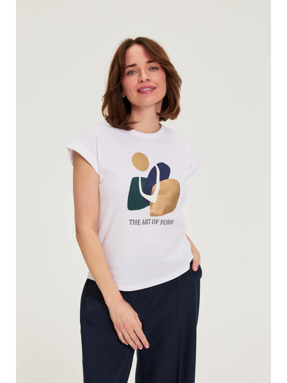 Moodo Pamučna bluza s printom bijela Moodo