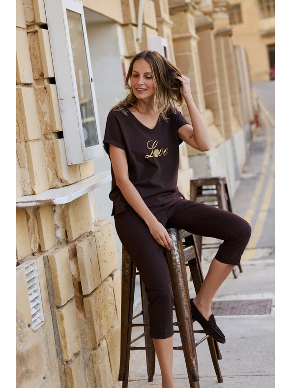 Moodo Smeđa bluza s printom Moodo