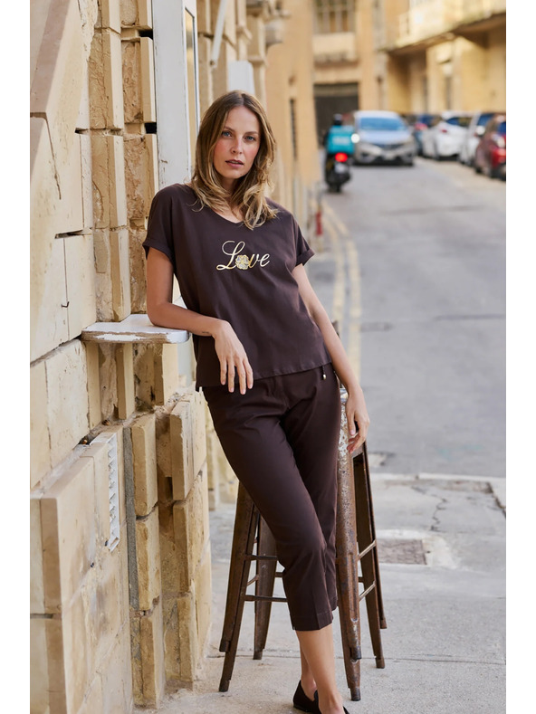 Moodo Smeđa bluza s printom Moodo