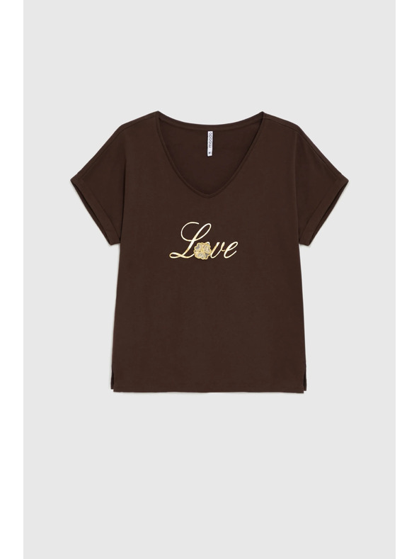 Moodo Smeđa bluza s printom Moodo