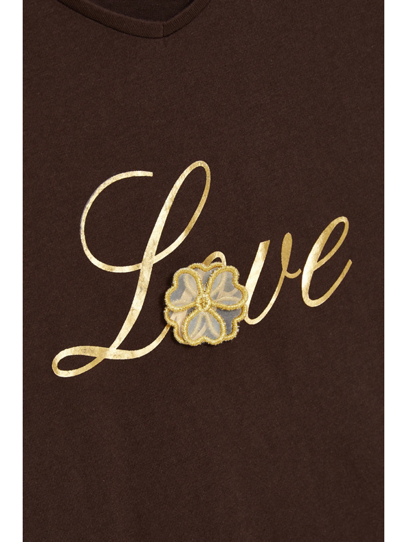 Moodo Smeđa bluza s printom Moodo