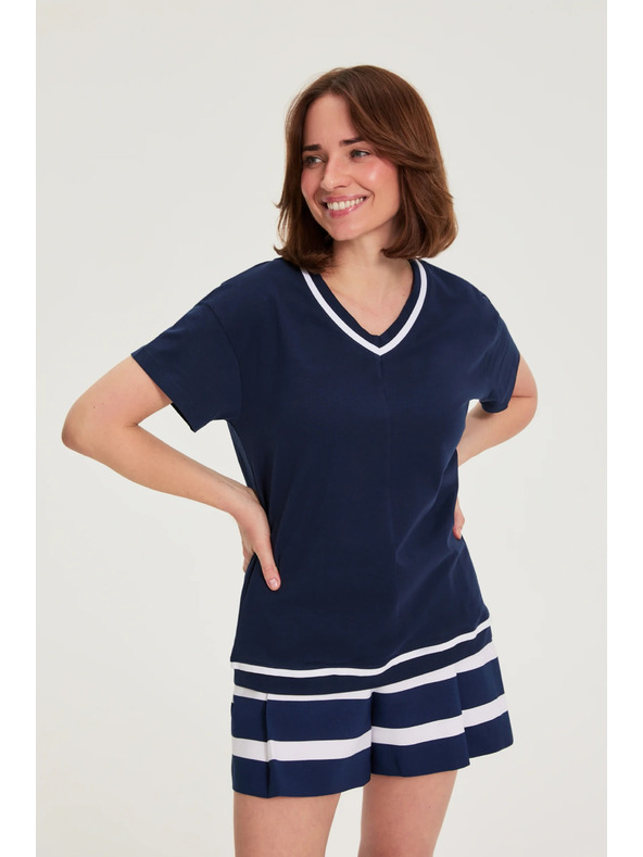 Moodo Bluza s V izrezom tamno plava Moodo