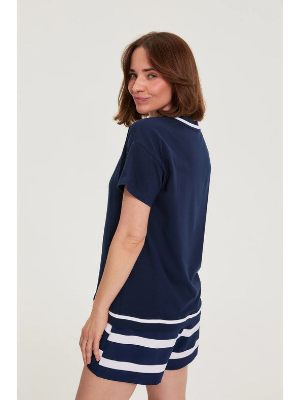 Moodo Bluza s V izrezom tamno plava Moodo