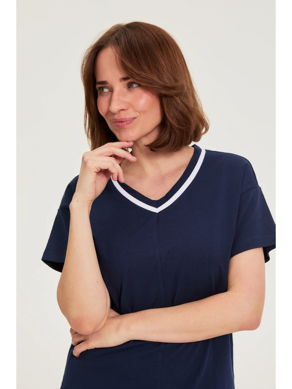 Moodo Bluza s V izrezom tamno plava Moodo