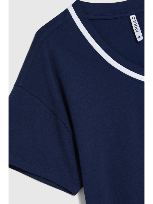 Moodo Bluza s V izrezom tamno plava Moodo