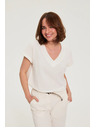 Moodo Pamučna bluza s V izrezom bijela Moodo