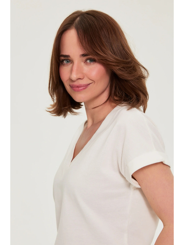 Moodo Pamučna bluza s V izrezom bijela Moodo