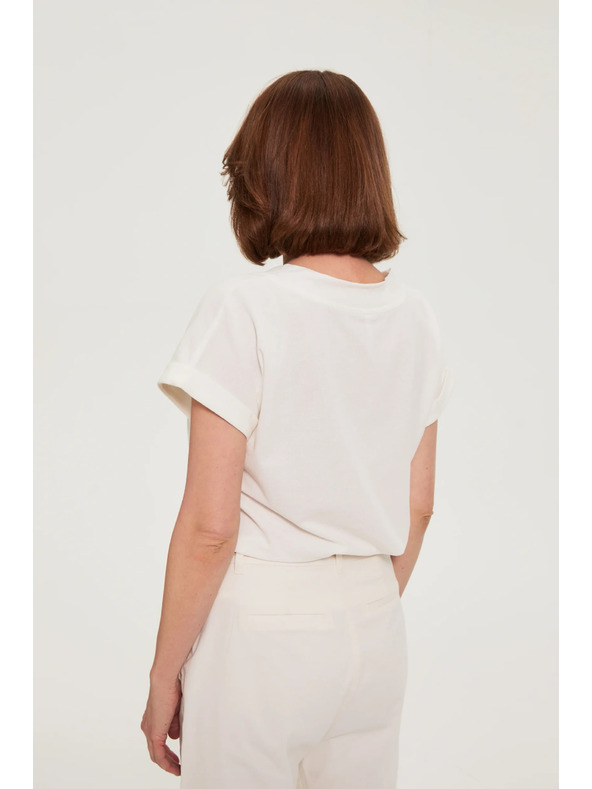 Moodo Pamučna bluza s V izrezom bijela Moodo