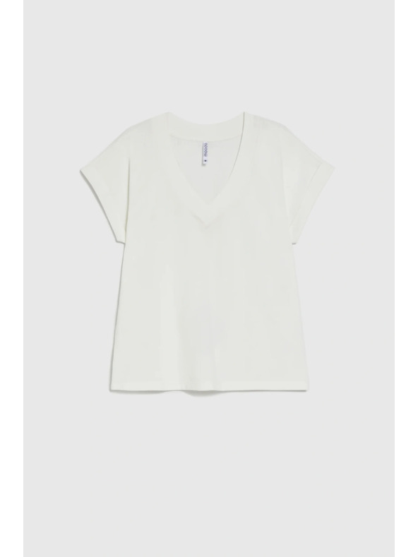 Moodo Pamučna bluza s V izrezom bijela Moodo