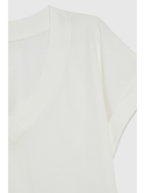 Moodo Pamučna bluza s V izrezom bijela Moodo