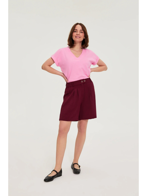 Moodo Pamučna bluza s V izrezom ružičasta Moodo