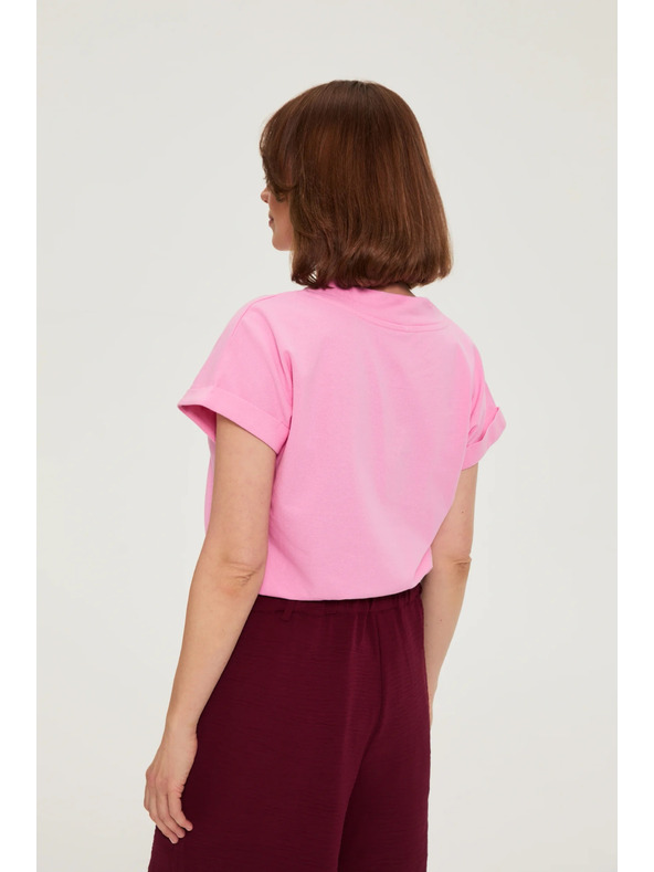 Moodo Pamučna bluza s V izrezom ružičasta Moodo