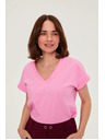 Moodo Pamučna bluza s V izrezom ružičasta Moodo