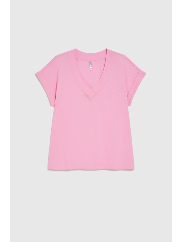 Moodo Pamučna bluza s V izrezom ružičasta Moodo
