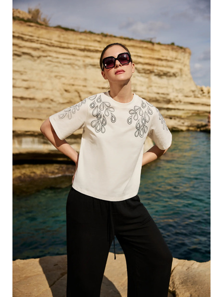 Moodo Pamučna bluza s printom bijela Moodo