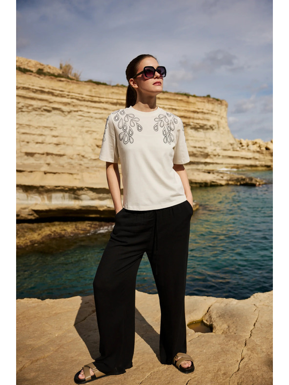 Moodo Pamučna bluza s printom bijela Moodo