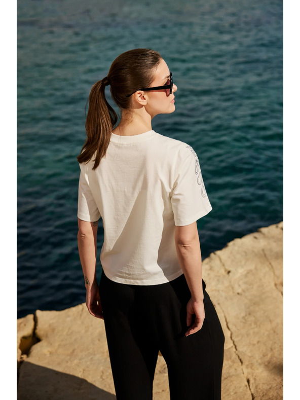 Moodo Pamučna bluza s printom bijela Moodo