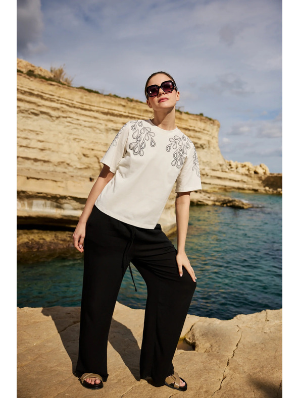 Moodo Pamučna bluza s printom bijela Moodo