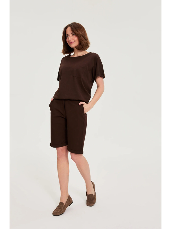 Moodo Pamučne kratke hlače smeđe Moodo