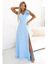 numoco Maxi haljina za vjenčanje s cvijetom na ramenu i procjepom - svijetloplava